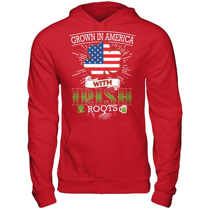 Grown In America With Irish Roots T-shirt Gildan - Pullover Hoodie Red