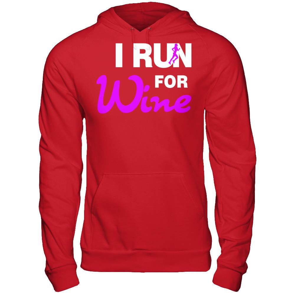 I Run For Wine T-shirt Gildan - Pullover Hoodie Red