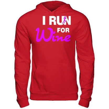 I Run For Wine T-shirt Gildan - Pullover Hoodie Red