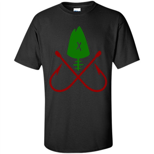 Fishing T-Shirt Skull And Crossed Hooks Black