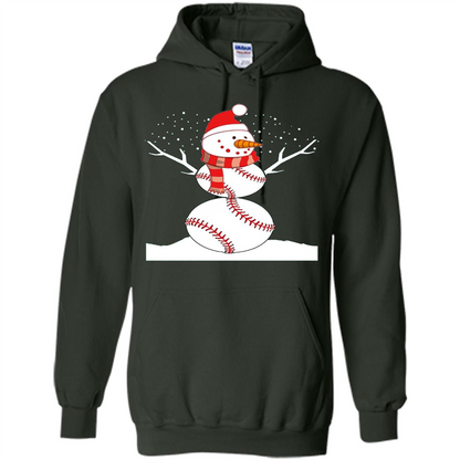 Cute Baseball Snowman Christmas T-Shirt Forest Green