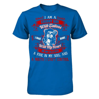I Am A Chubby Girl With Tattoos I Was Born With My Heart On My Sleeves A Fire In My Soul And A Mouth I Can't Control T-shirt Gildan - Short Sleeve Tee Royal
