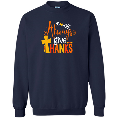 Cute Kids Thanksgiving Shirt - Always Give Thanks T-Shirt Navy