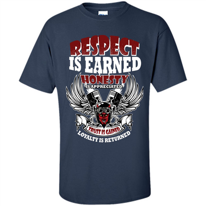 Motor T-shirt Trust Is Gained Loyalty Is Returned Navy