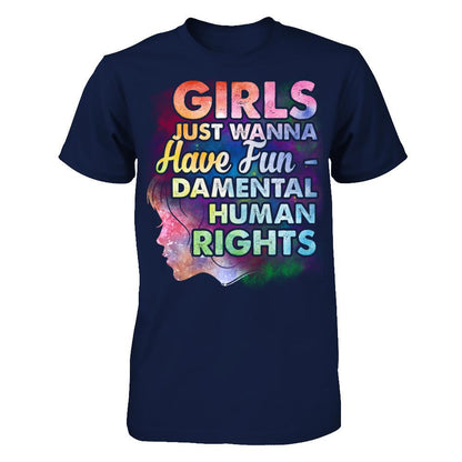 Girls Just Wanna Have Fun - Damental Human Rights T-shirt Gildan - Short Sleeve Tee Navy