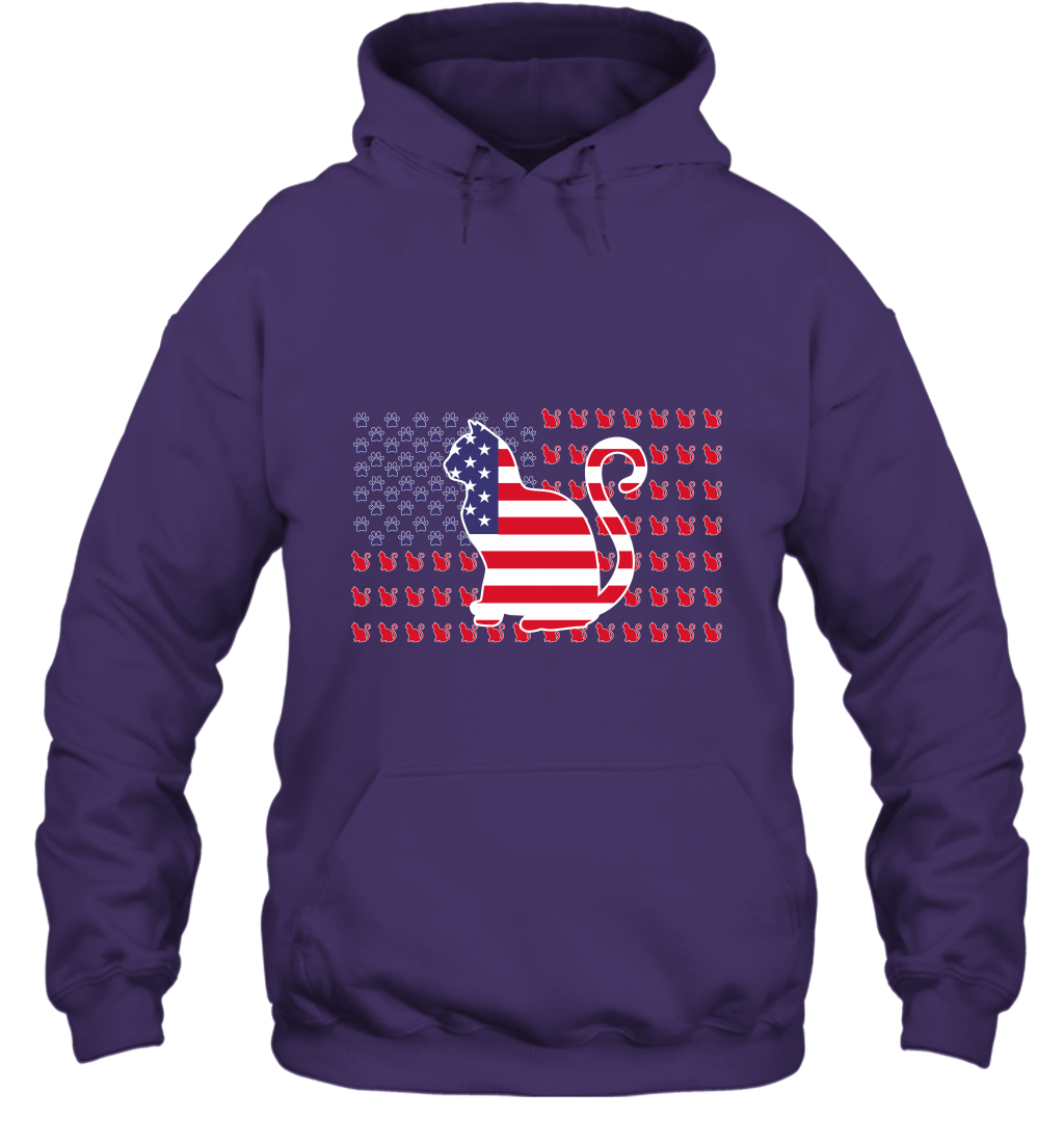 American Flag Cats Lovers Shirt Hoodie Purple
