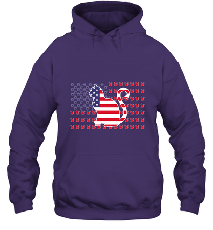 American Flag Cats Lovers Shirt Hoodie Purple