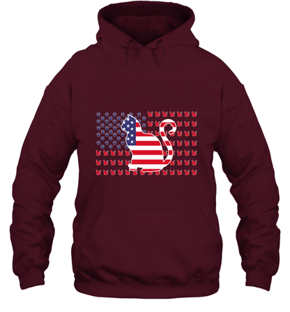 American Flag Cats Lovers Shirt Hoodie Maroon