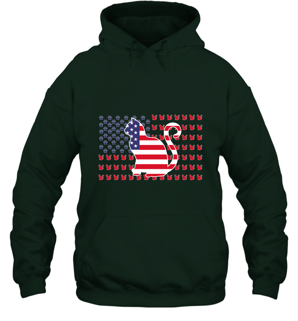American Flag Cats Lovers Shirt Hoodie Forest