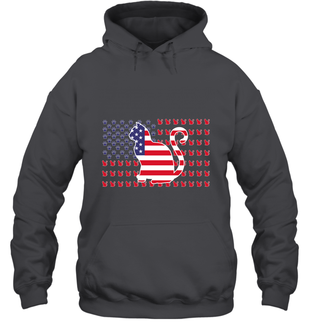American Flag Cats Lovers Shirt Hoodie Dark Heather