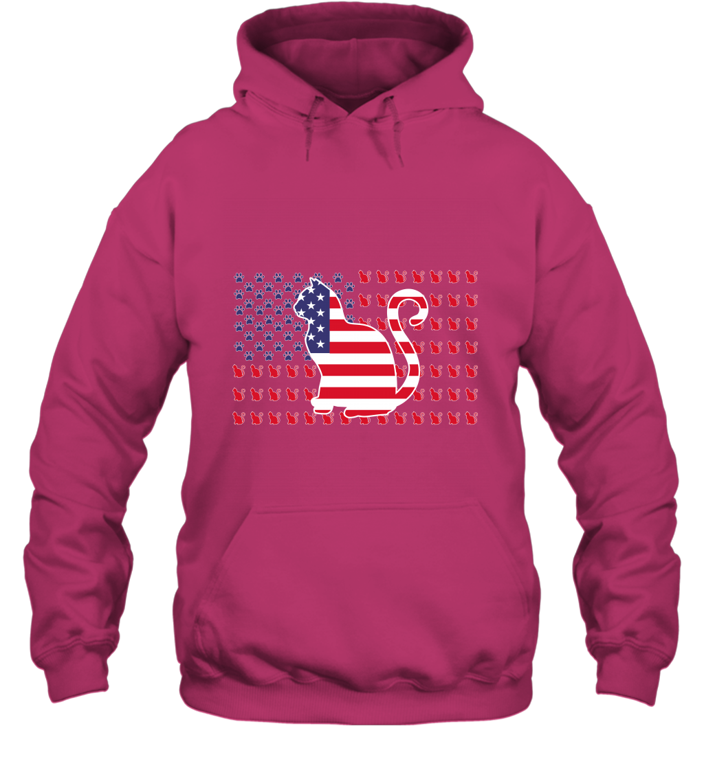 American Flag Cats Lovers Shirt Hoodie Heliconia