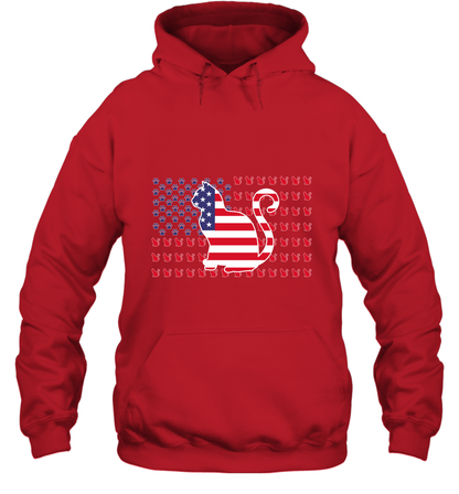 American Flag Cats Lovers Shirt Hoodie Red