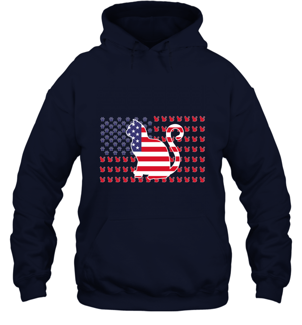 American Flag Cats Lovers Shirt Hoodie Navy