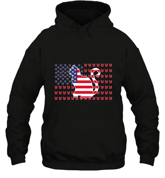 American Flag Cats Lovers Shirt Hoodie Black