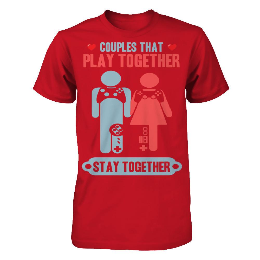 Gamers - Couples That Play Together Stay Together T-shirt Gildan - Short Sleeve Tee Red