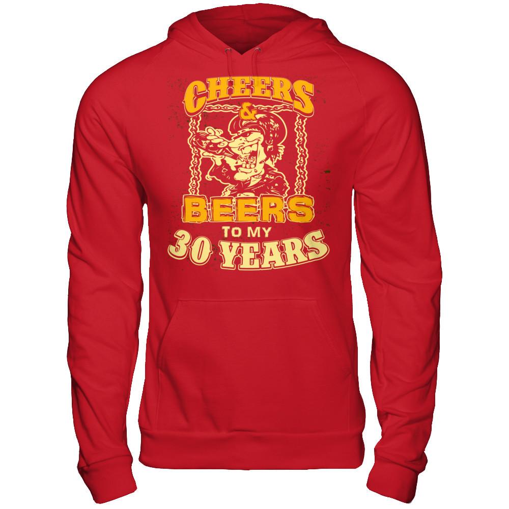 Cheers & Beers To My 30 Years T-shirt Gildan - Pullover Hoodie Red