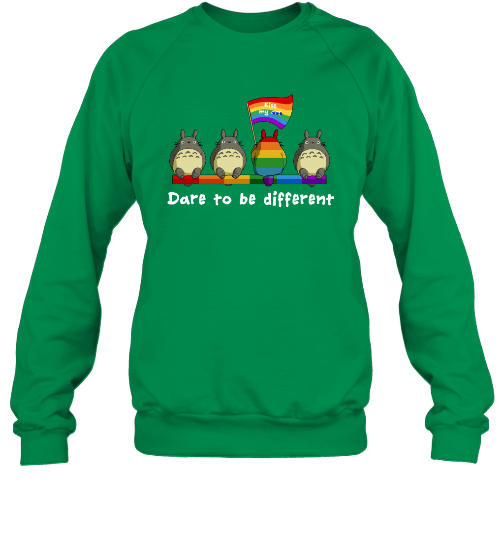 Dare To Be Different Totoro LGBT Sweatshirt Sweatshirt Irish Green