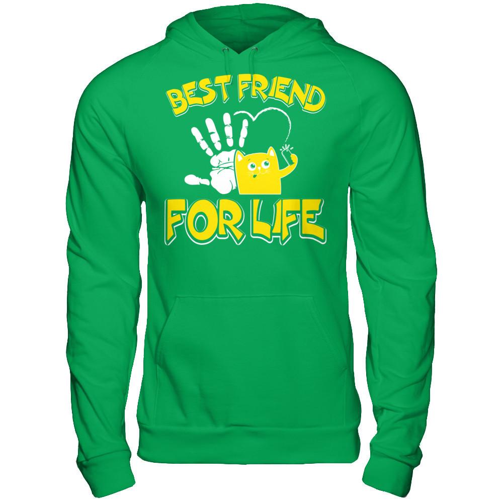 Cat - Best Friends For Life T-shirt Gildan - Pullover Hoodie Irish Green