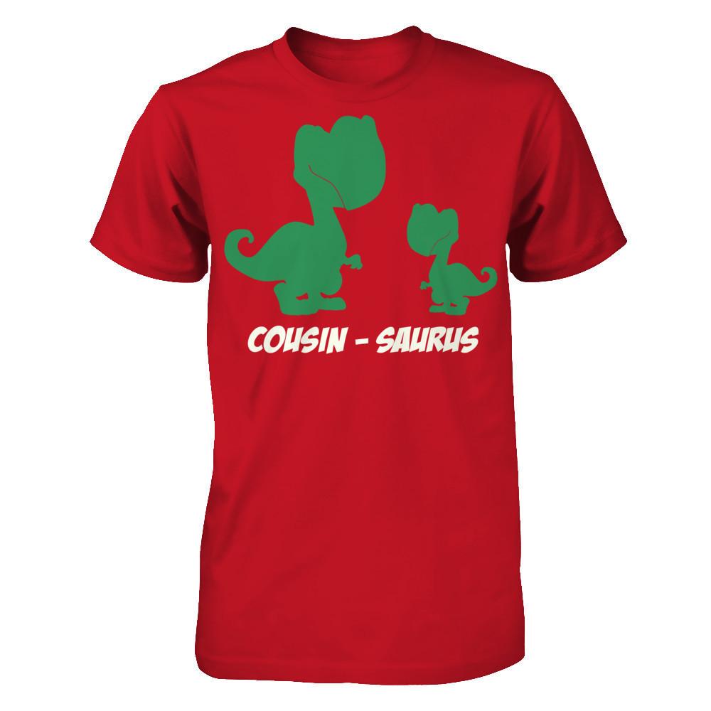 Dino Family T-shirt Cousin-Saurus Gildan - Short Sleeve Tee Red