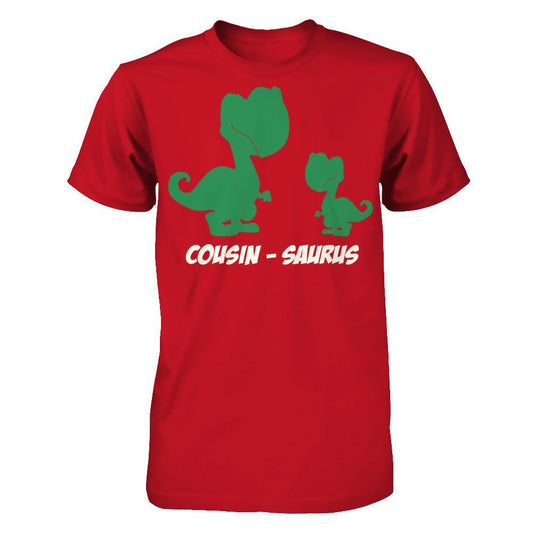 Dino Family T-shirt Cousin-Saurus Gildan - Short Sleeve Tee Red