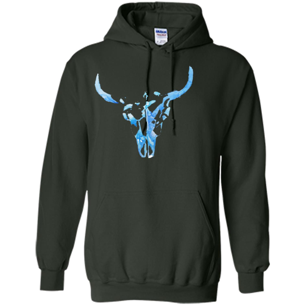 Watercolor Cow Skull T-Shirt Forest Green