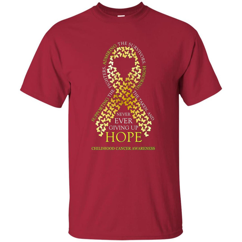 Childhood Cancer Awareness T-shirt Never Ever Giving Up Hope T-shirt Cardinal