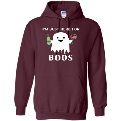 I'm Just Here For Boos T-shirt Funny Halloween Wine for Adults Maroon