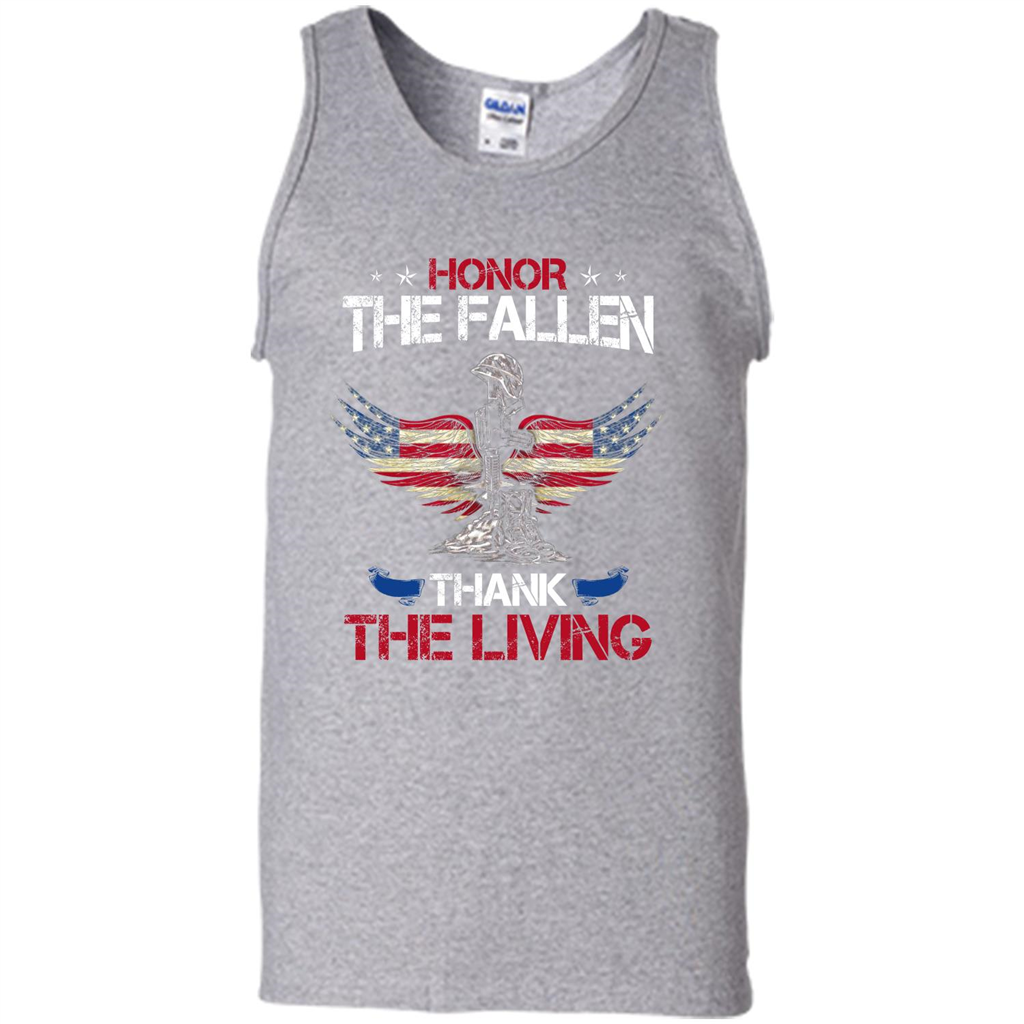 Military T-shirt Honor The Fallen Thank The Living Sport Grey