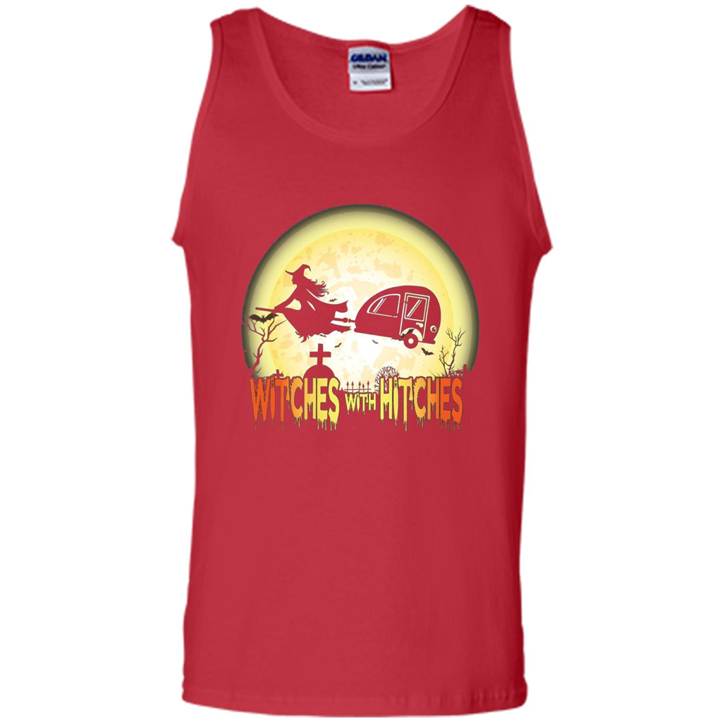 Witches With Hitches Camping Funny T-shirt Halloween T-shirt Red