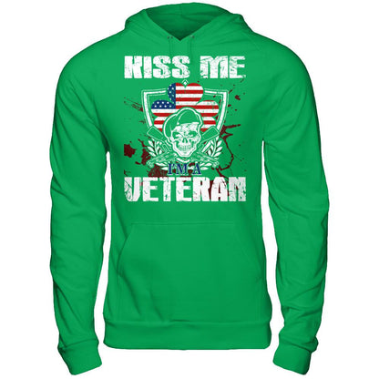Kiss Me I'm A Veteran T-shirt Gildan - Pullover Hoodie Irish Green
