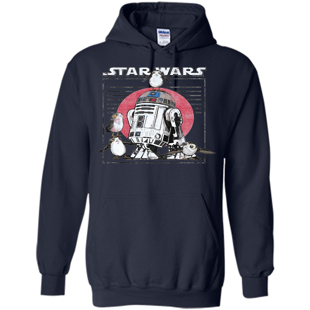 Movie T-shirt Last Jedi Flock Of Porgs Surround R2-D2 T-shirt Navy