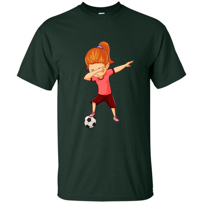 Soccer T-shirt For Girls Funny Dabbing Dab Dance Soccer Ball Forest Green