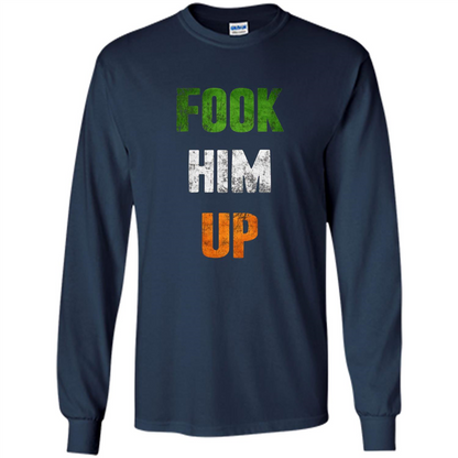 Funny Boxing T-shirt Fook Him Up Irish Boxing T-shirt Navy
