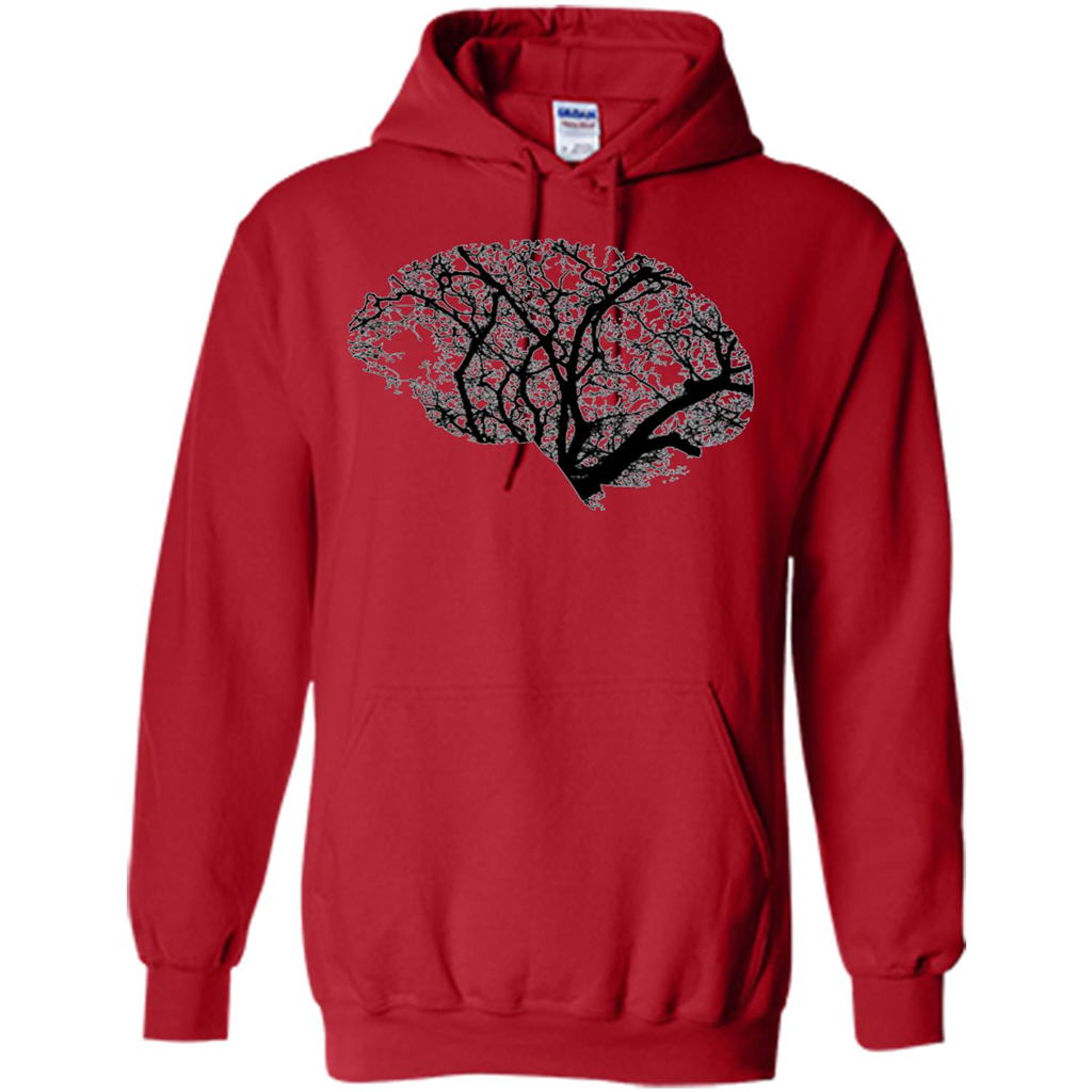 Science Nature T-Shirt Head Brain Tree Red