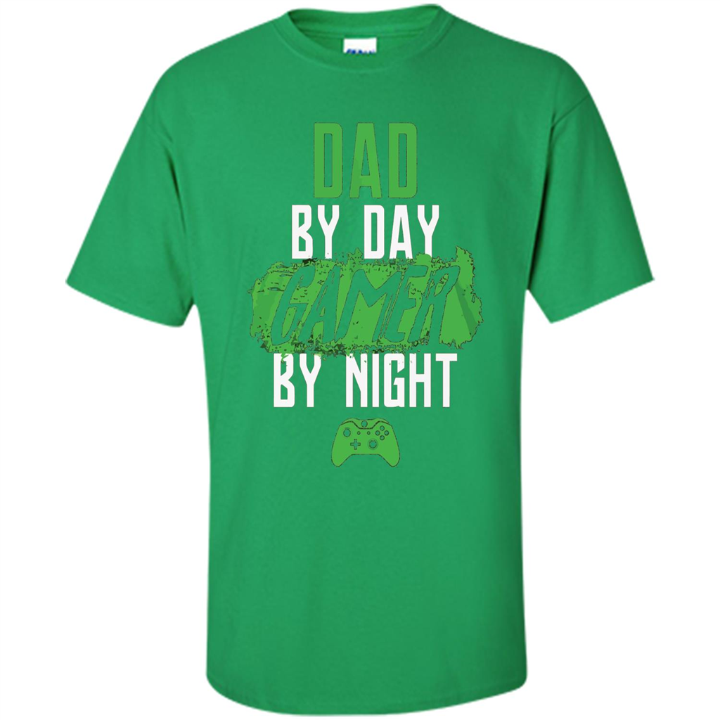 Fathers Day T-shirt Dad By Day Gamer By Night Video Game Irish Green