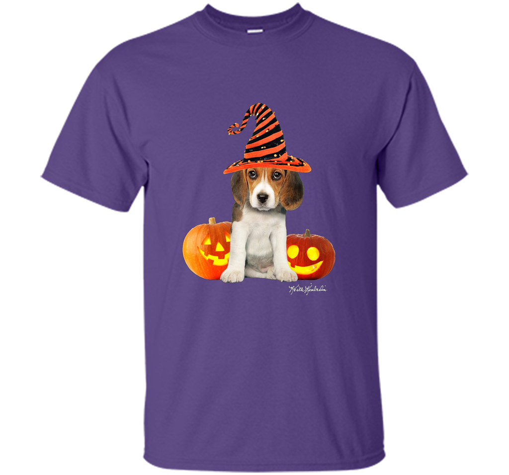 Cute Halloween Beagle Puppy Pumpkins T-shirt Purple