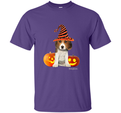 Cute Halloween Beagle Puppy Pumpkins T-shirt Purple