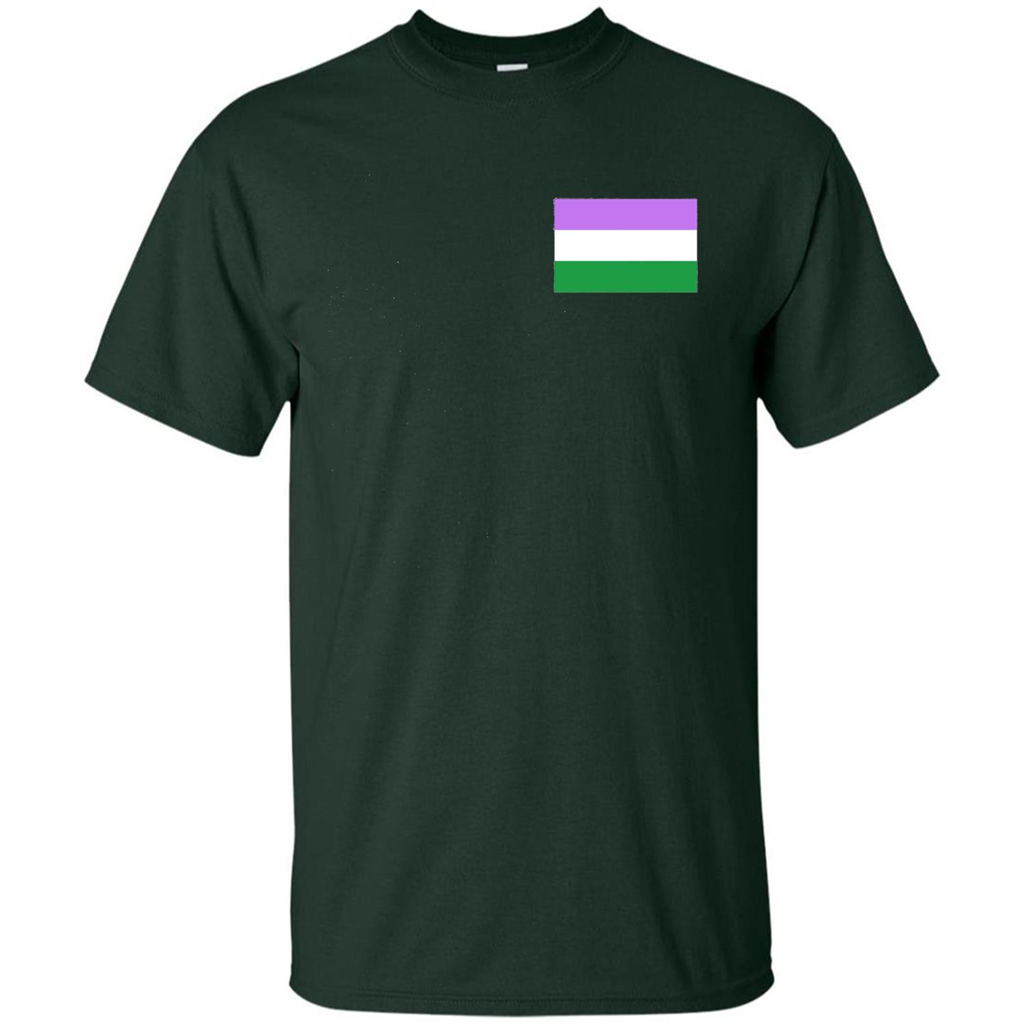 LGBTQ T-shirt Genderqueer Pocket Flag T-shirt Forest Green