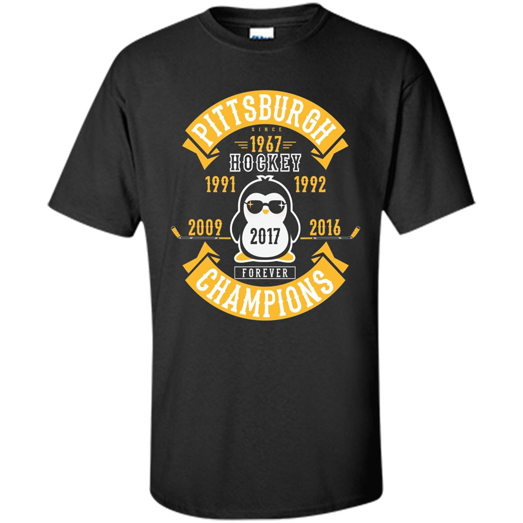 Pittsburgh Hockey 5 Times Cup Champions Cool Penguin T-shirt Black