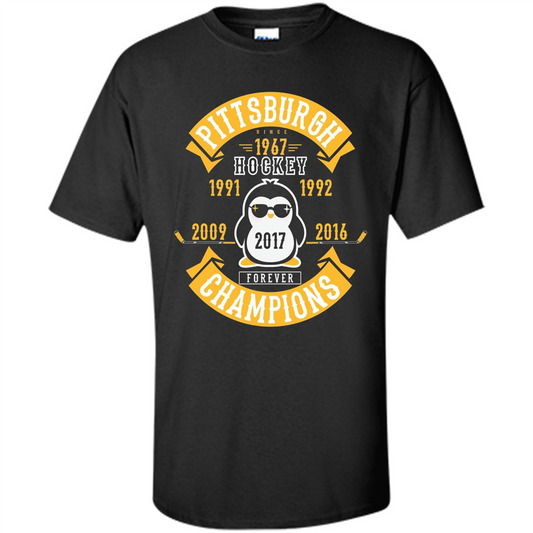 Pittsburgh Hockey 5 Times Cup Champions Cool Penguin T-shirt Black