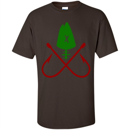 Fishing T-Shirt Skull And Crossed Hooks Dark Chocolate