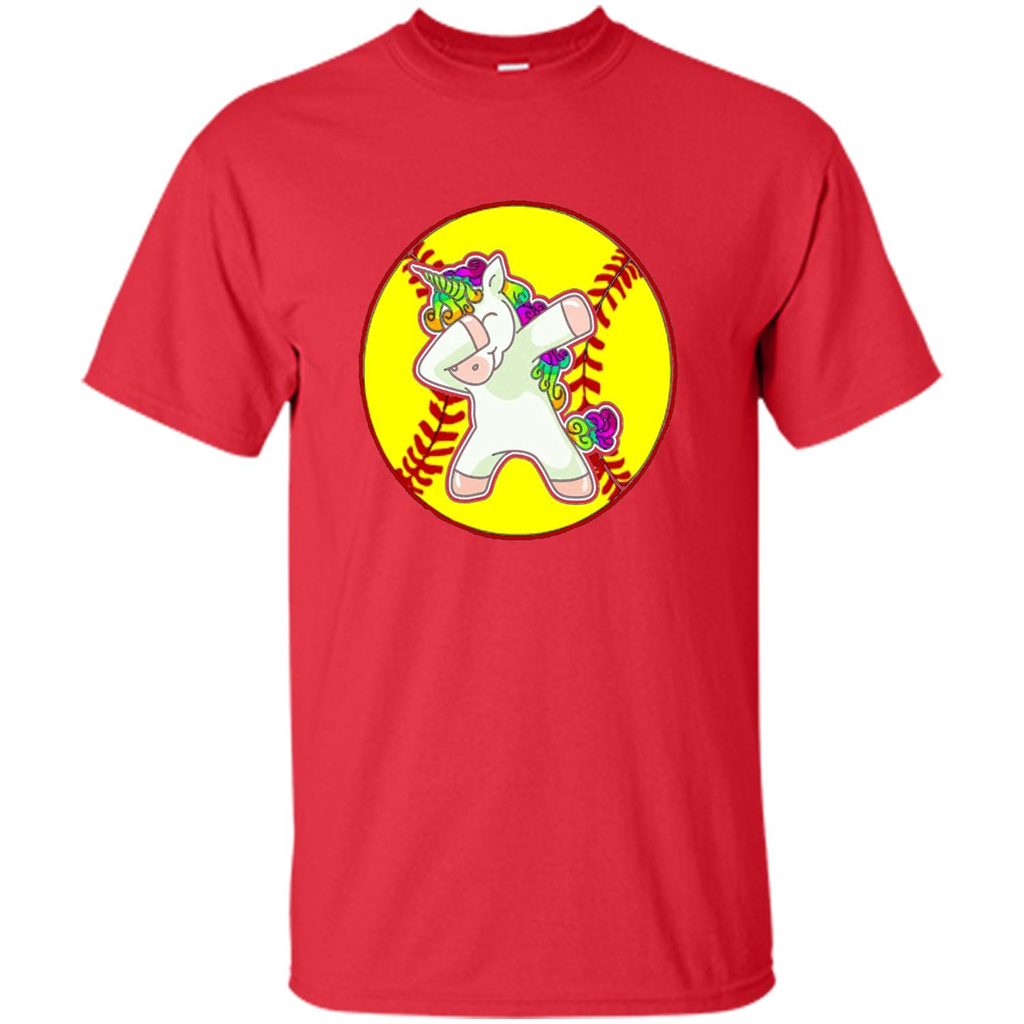 Unicorn Dabbing Softball T-shirt Red
