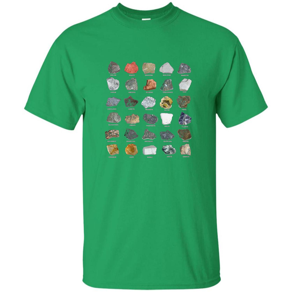 Ores and Minerals Gems and Crystals Rock Collecting T-shirt Irish Green
