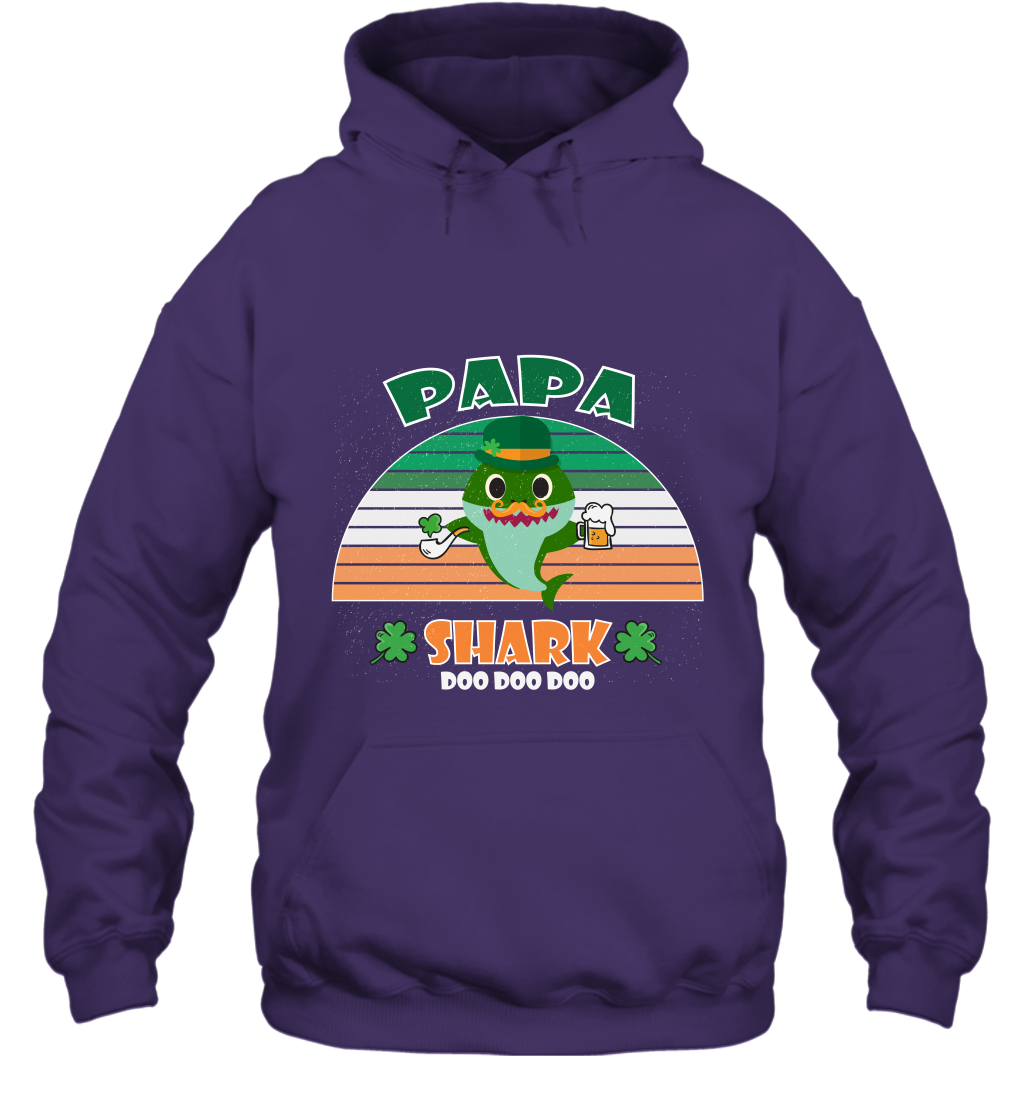 Irish Papa Shark Saint Patricks Day Family Shirt Hoodie Purple