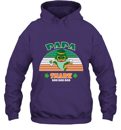 Irish Papa Shark Saint Patricks Day Family Shirt Hoodie Purple