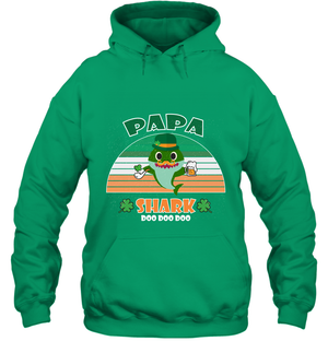 Irish Papa Shark Saint Patricks Day Family ShirtUnisex Heavyweight Pullover Hoodie
