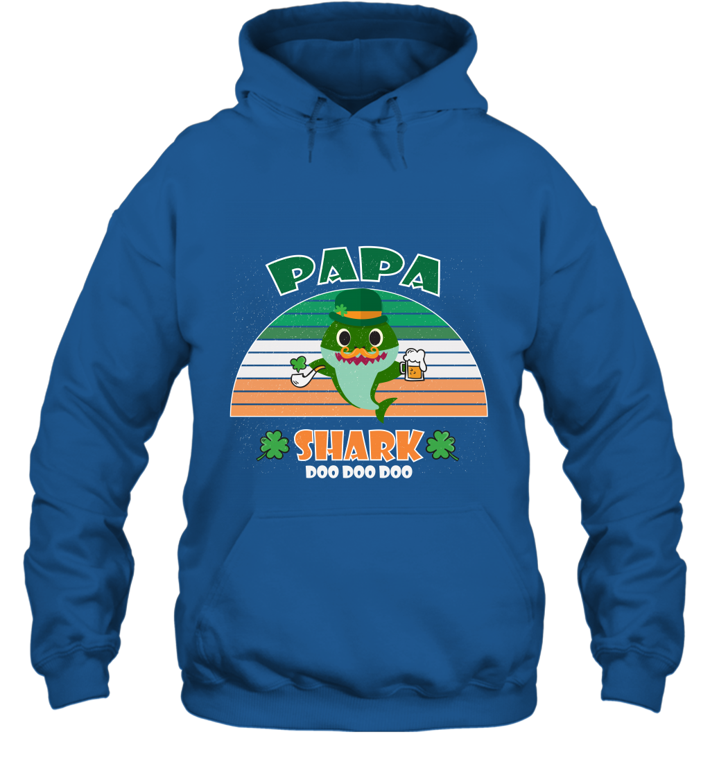 Irish Papa Shark Saint Patricks Day Family Shirt Hoodie Royal