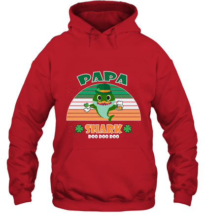 Irish Papa Shark Saint Patricks Day Family Shirt Hoodie Red
