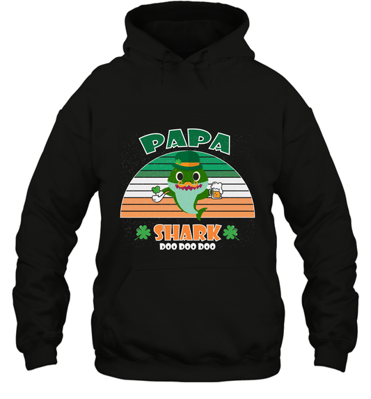 Irish Papa Shark Saint Patricks Day Family Shirt Hoodie Black