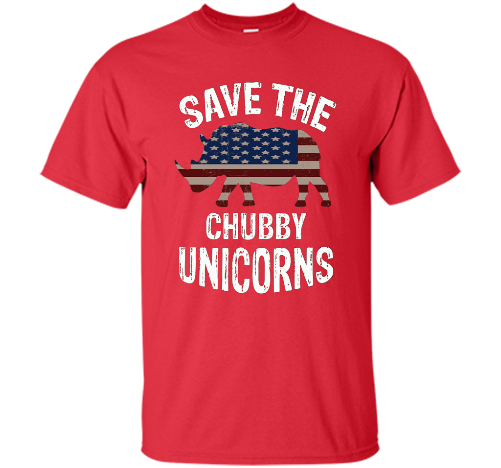 Save the Chubby Unicorns T-Shirt Funny t-shirt Red